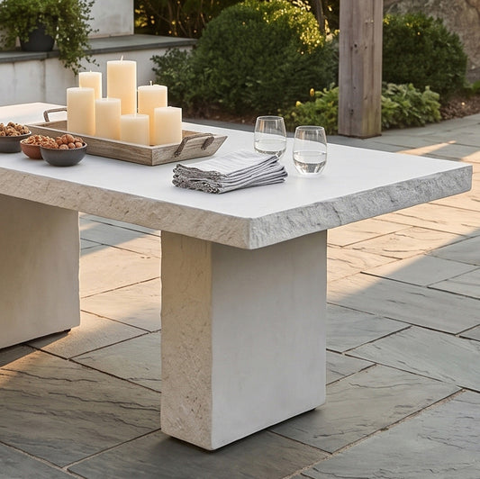 Digital Illustration Of The Scala Stone Effect Garden Dining Table Up Close