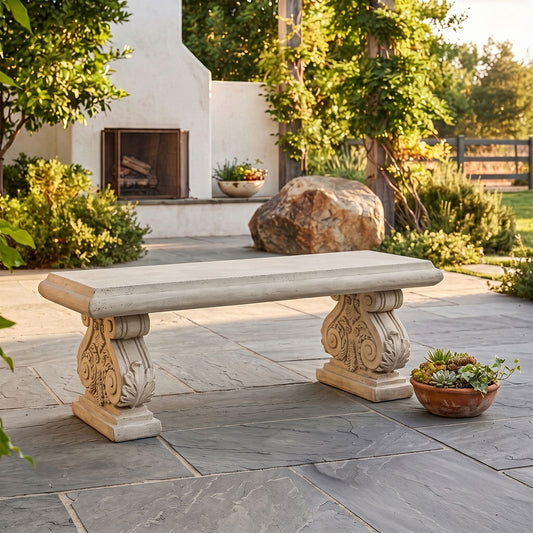 Bellagio Roman Stone Effect Garden Bench Digital Illustration