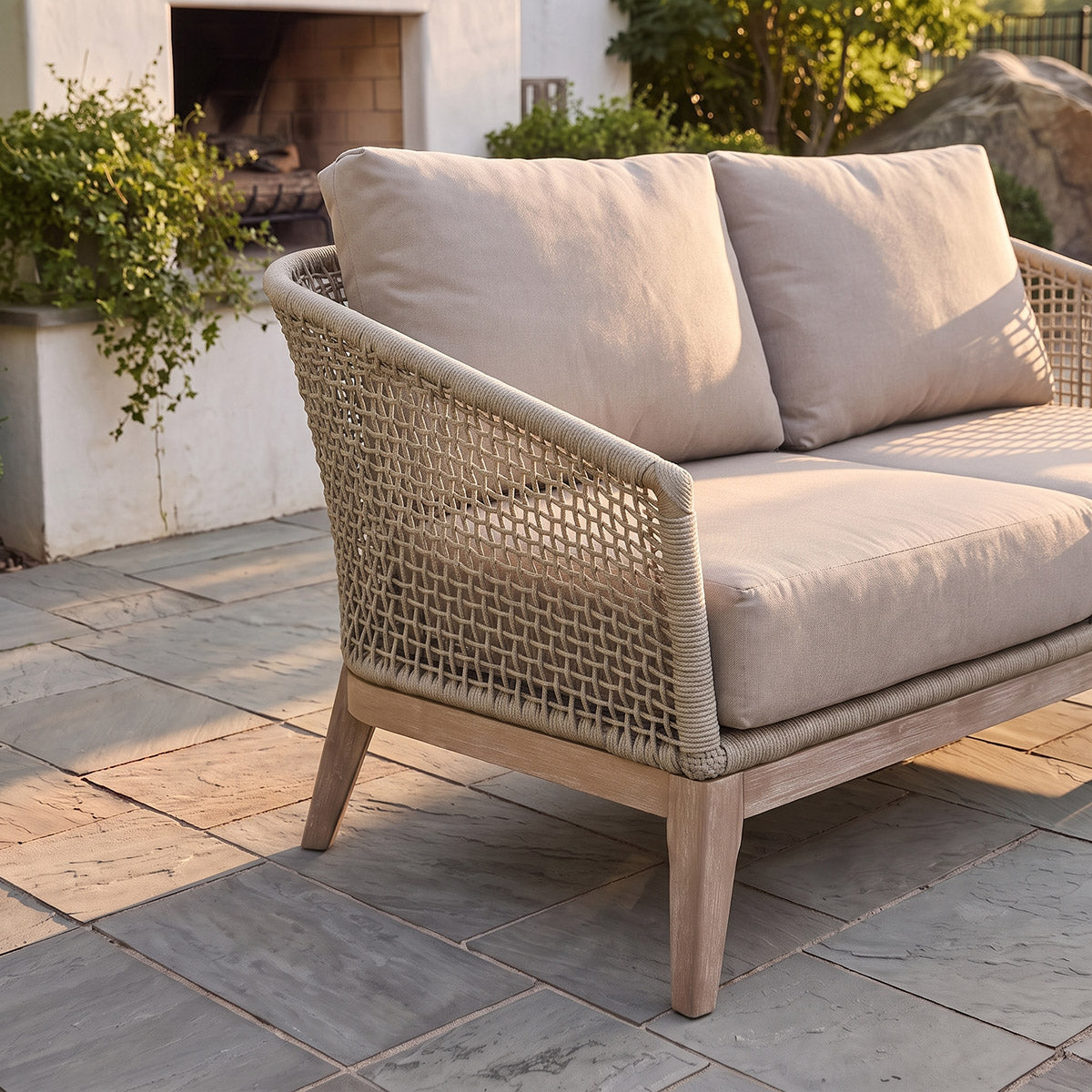 Cetara Rope Two Seater Garden Sofa Arm Up Close Digital Illustration