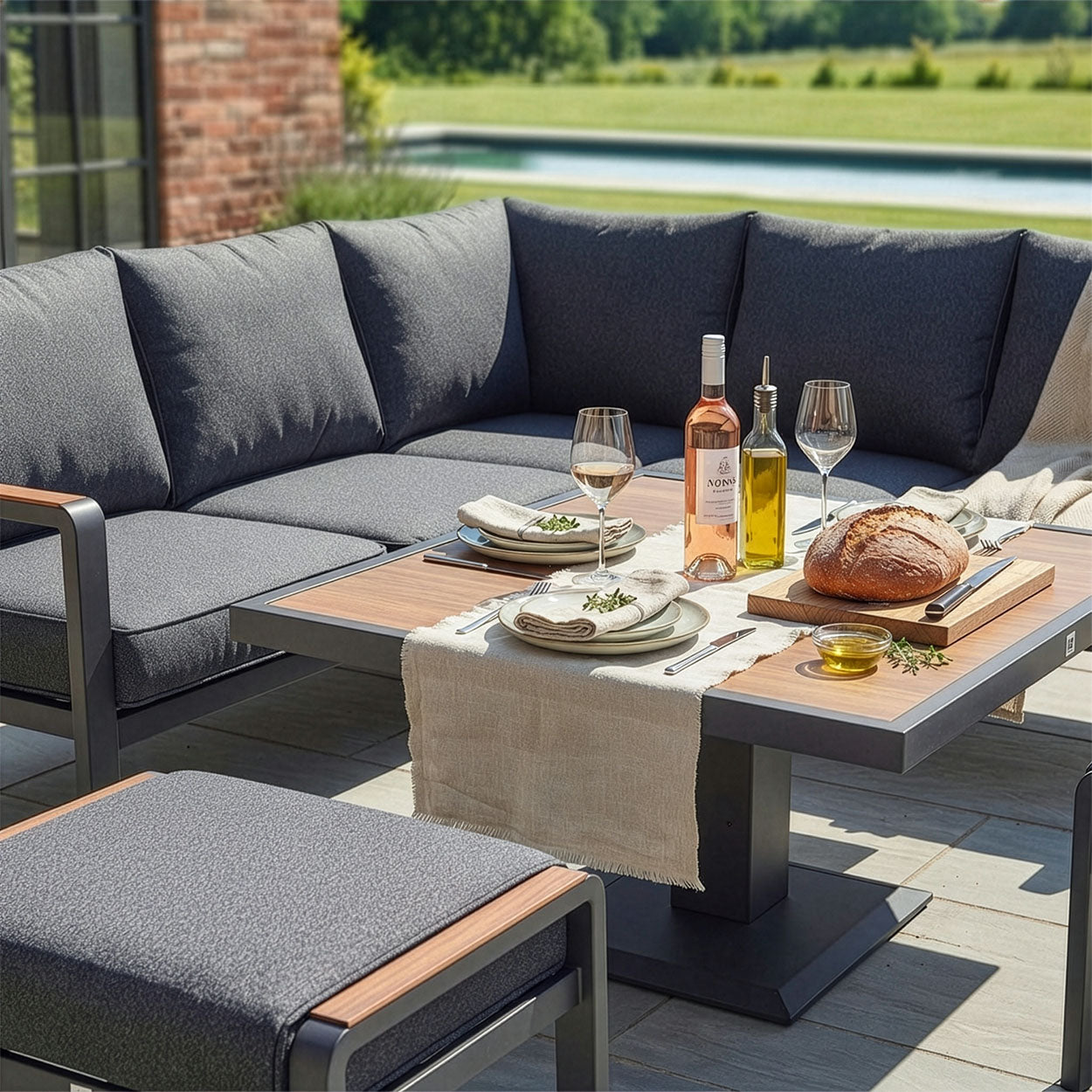 Close Up Of The Dressed Table From The Garden Corner Dining Set