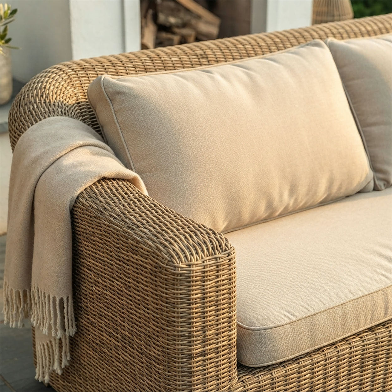 Close Up Of The Rattan Weave From The Polignano Rattan Garden Lounge Sofa Digital Illustration
