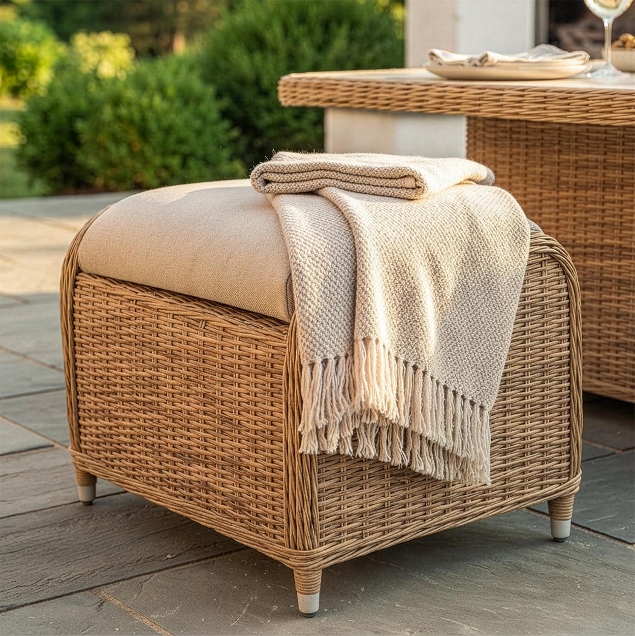 Stool From The Vieste Rattan Garden Corner Dining Set Digital Illustration