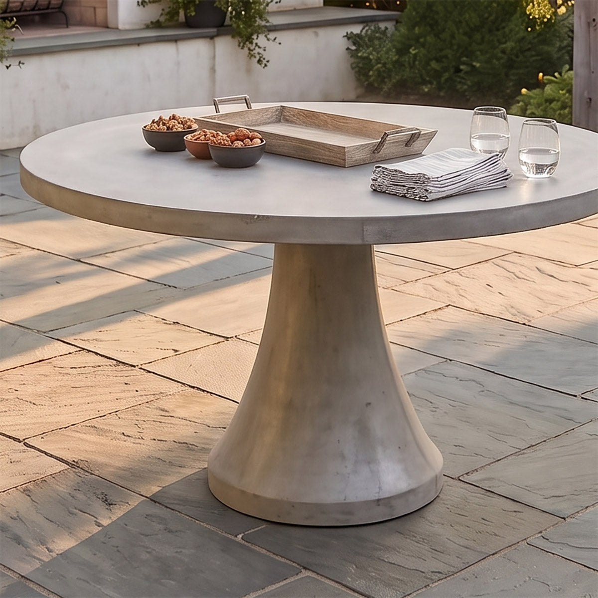 Close Up of The Portovenere Grey Concrete Garden Dining Table Digital Illustration
