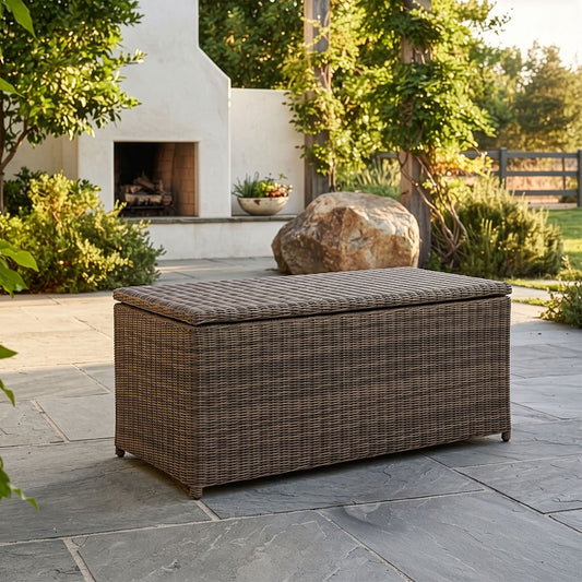 Elba Dark Rattan Garden Storage Box