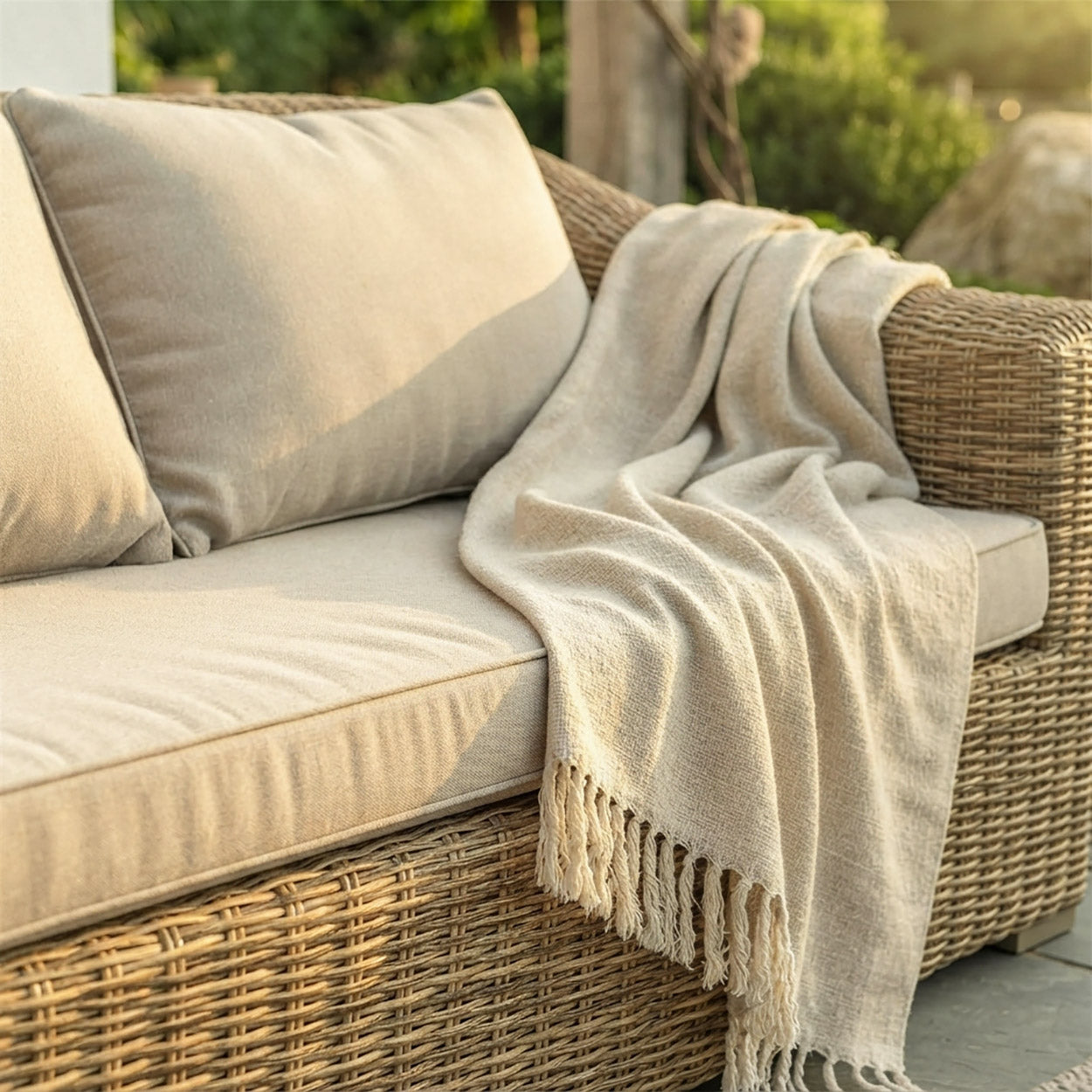 Digital Illustration Of The Close Up Of The Polignano Rattan Garden Lounge Sofa 