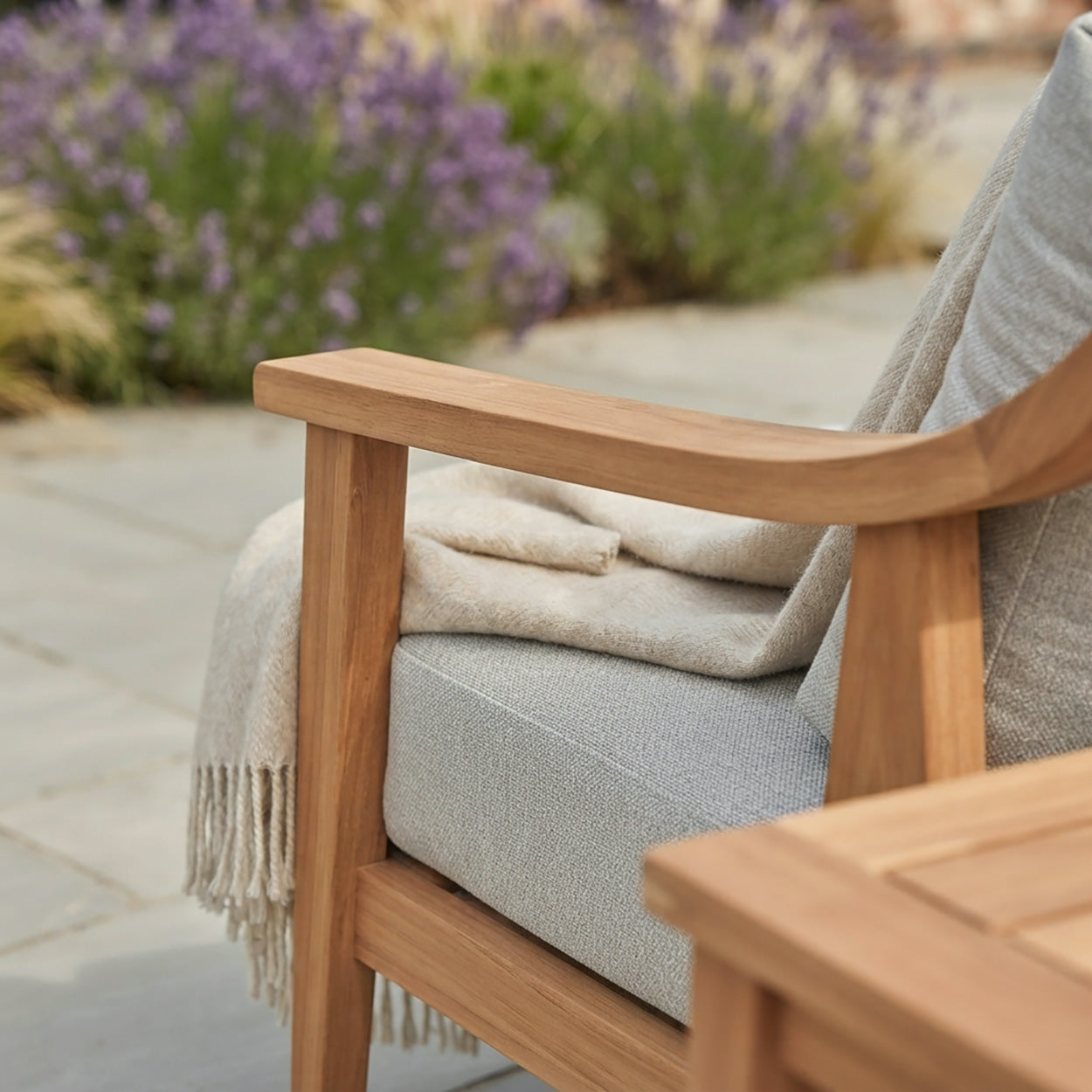 Digital Illustration Close Up Of The Wood Effect On The Aluminium Garden Lounge Set 