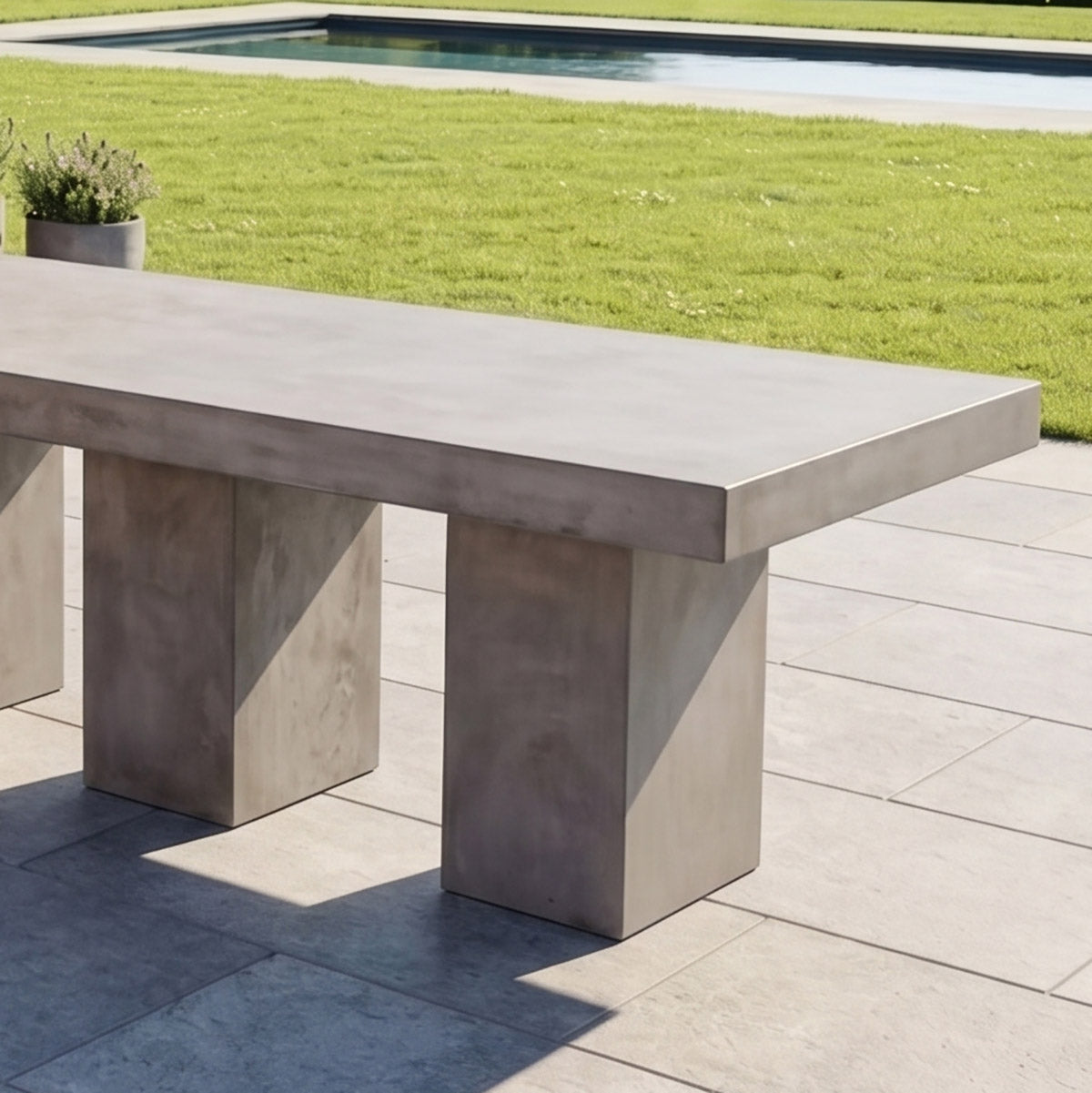 Digital illustration Of The Close Up Linosa Concrete Garden Dining Table 
