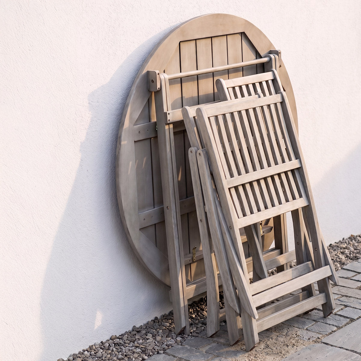 Folded wooden Bistro Set Digital Illustration