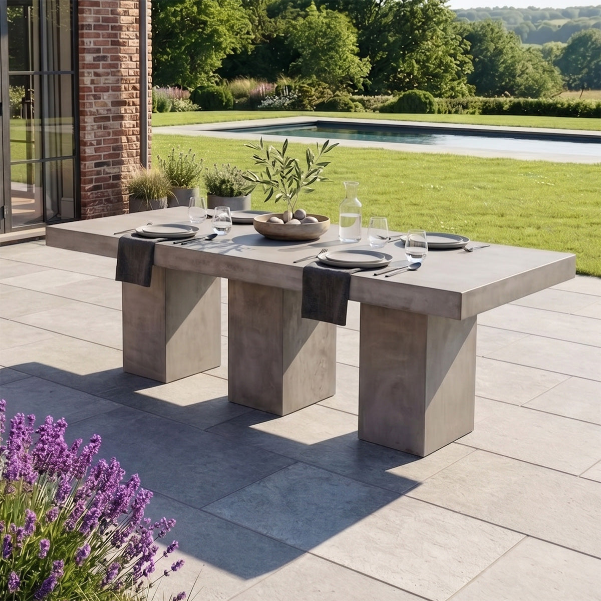Dressed Linosa Concrete Garden Dining Table Digital Illustration