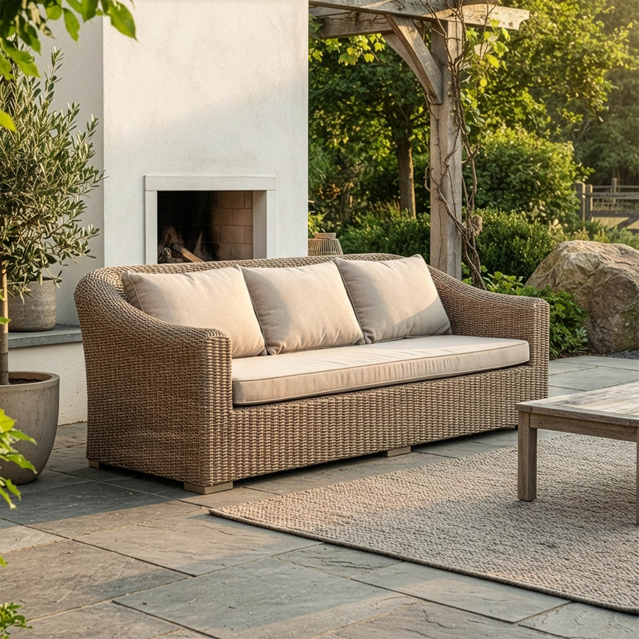 Polignano Rattan Garden Lounge Sofa Digital Illustration