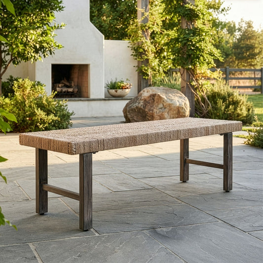 Ponza Natural Rattan Garden Bench Digital Illustration