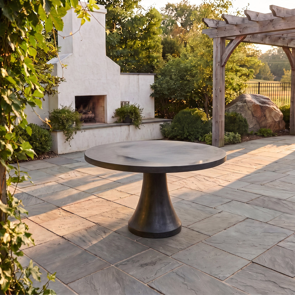 Digital Illustration Portovenere Black Concrete Garden Dining Table 
