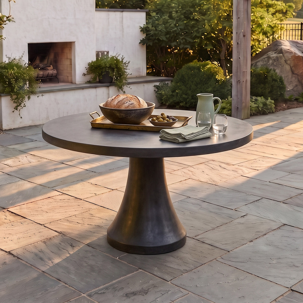 Portovenere Black Concrete Garden Dining Table Digital Illustration