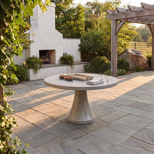 Portovenere Grey Concrete Garden Dining Table Digital Illustration