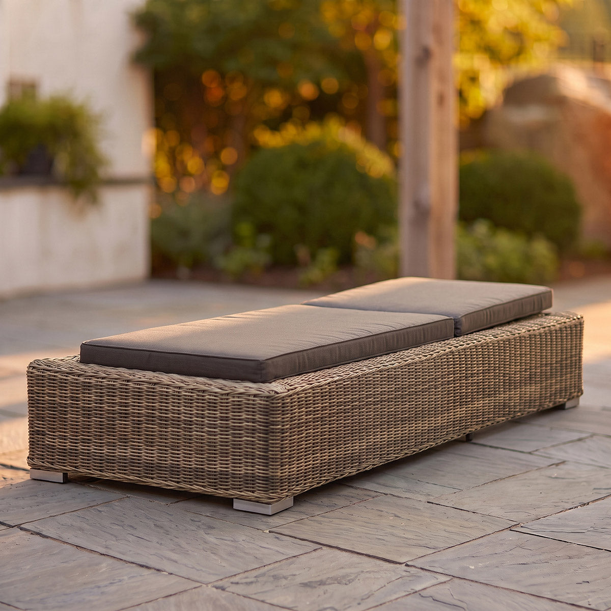 Riccione Rattan Sun Lounger Folded Flat Digital Illustration
