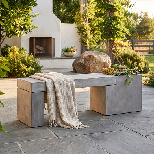 Salerno Concrete Bench Planter Dgital Illustration