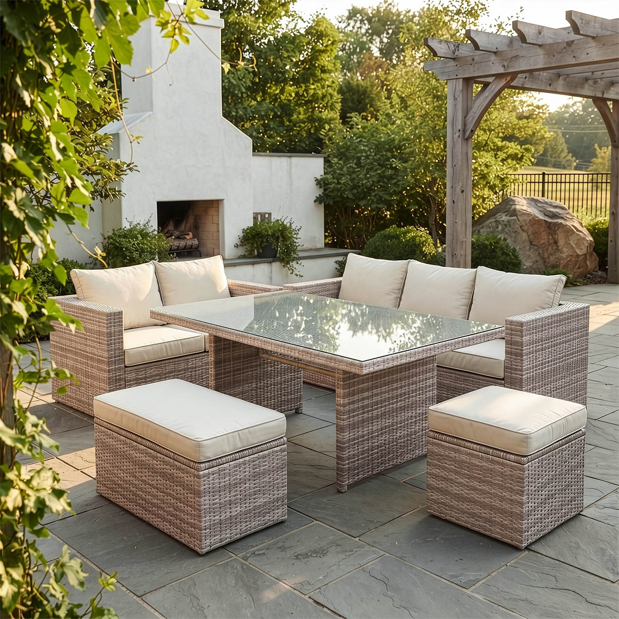 Digital Illustration Of The San Vito Rattan 8 Seat Garden Dining Set