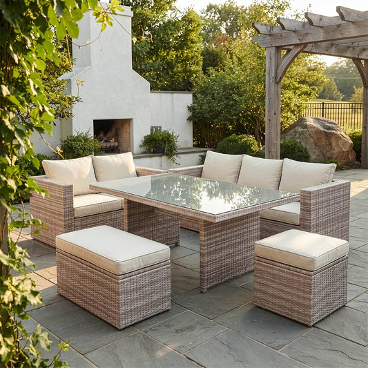Digital Illustration Of The San Vito Rattan 8 Seat Garden Dining Set