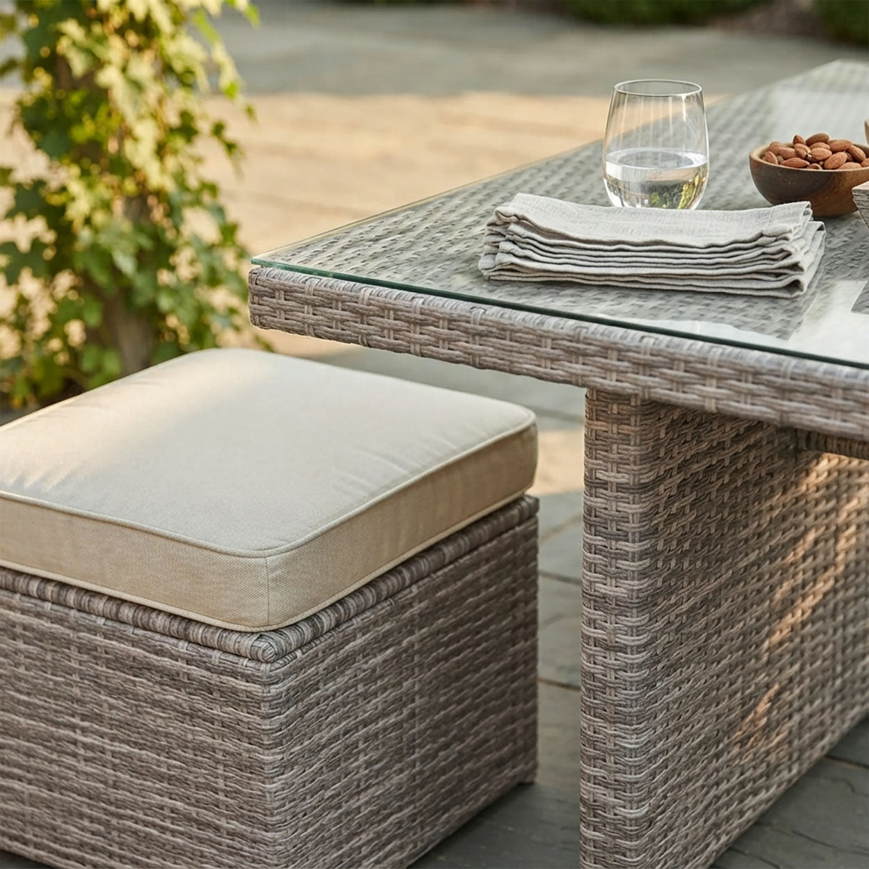 San Vito Rattan Garden Dining Set Cklose Up Digital Illustration