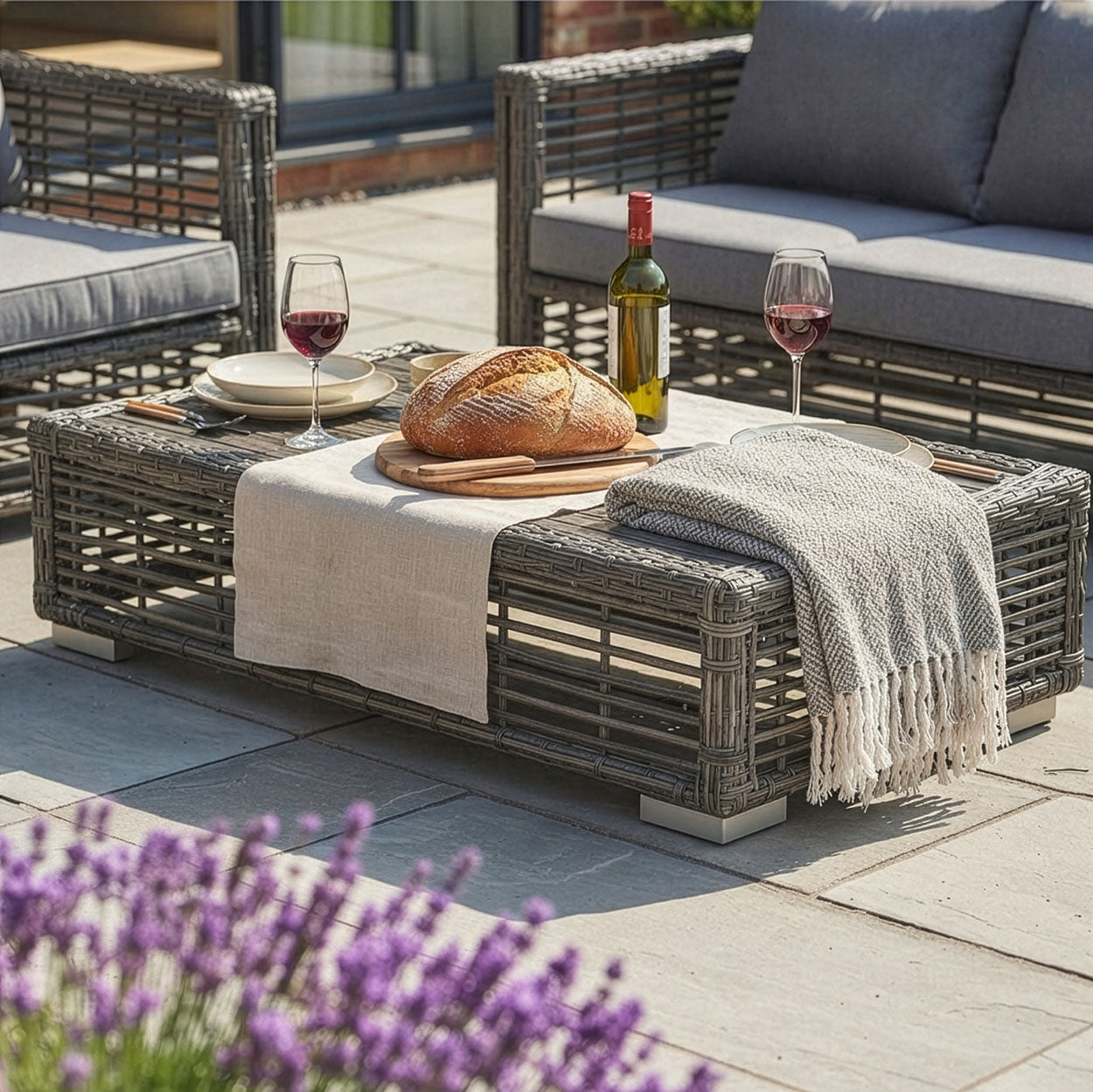 Close Up Of The Rattan Garden Coffee Table Digital Illustration