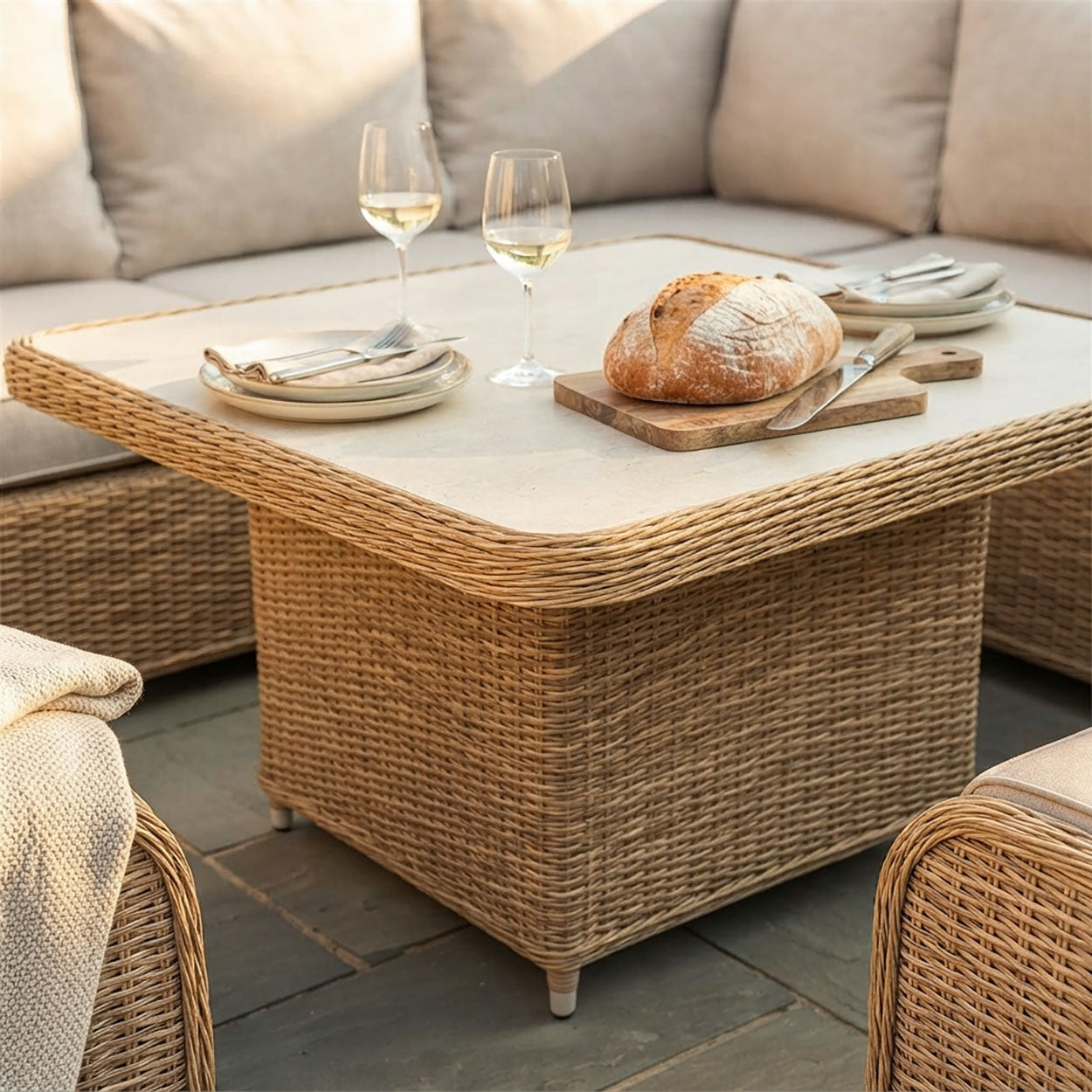 Close Up of The Adjustable Table From The Vieste Rattan Garden Corner Dining Set Digital Illustration