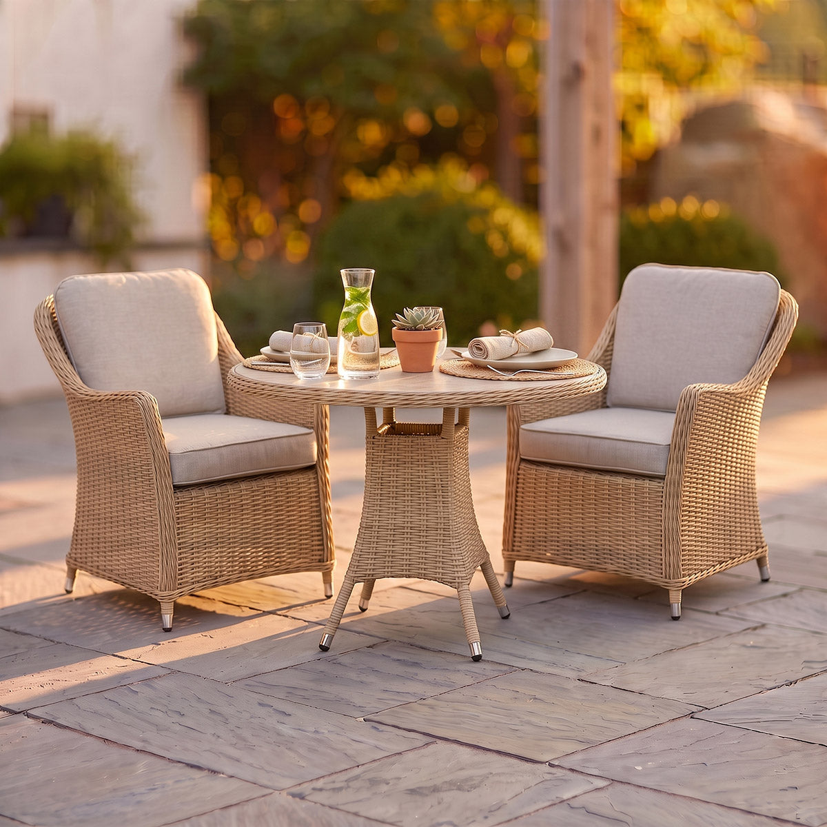 Vimini Rattan Garden Bistro Set Dressed Digital Illustration