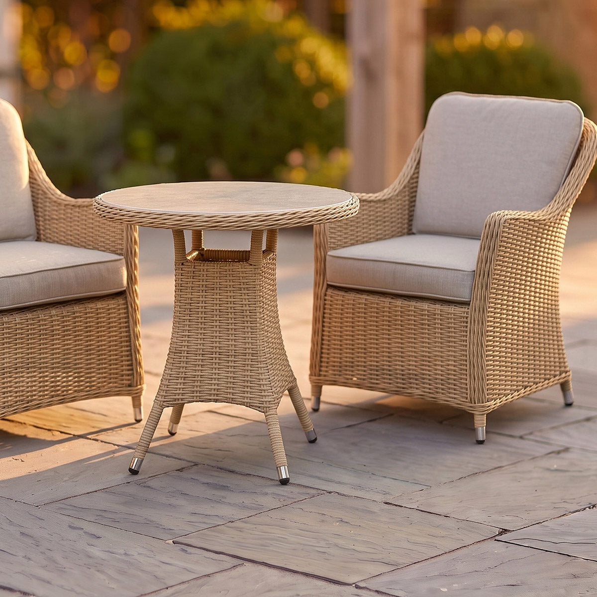 Close Up Of The Table From The Vimini Rattan Garden Bistro Set Digital Illustration